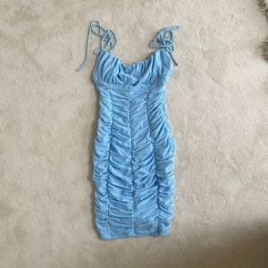 light blue rouched dress